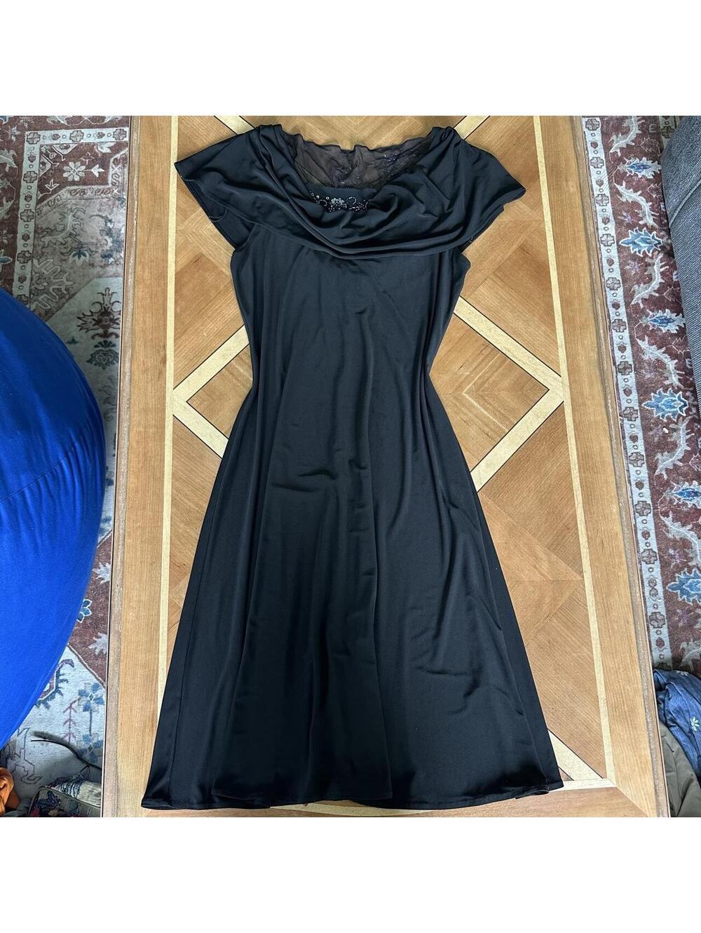 Vintage 90s black cocktail dress w lace & beading formal whimsigoth size 6
